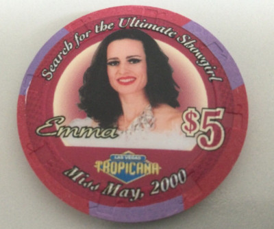 Casino Chip Tropicana Miss May Showgirls 2000 $5 Las Vegas Blackjack Vintage