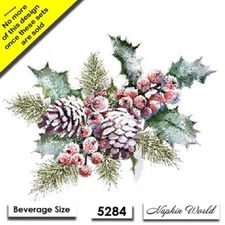 (5284) TWO Paper BEVERAGE / COCKTAIL Decoupage Art Craft Napkins - CHRISTMAS