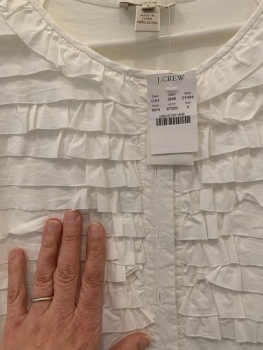 J Crew ruffled CARLY White DRESS SIZE 8 style 21494 - Picture 2 of 5