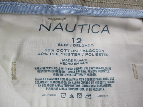 Nautica Uniform Shorts Unisex 12 Khaki Adjustable Waist with Stretch School NWT - Picture 5 of 7