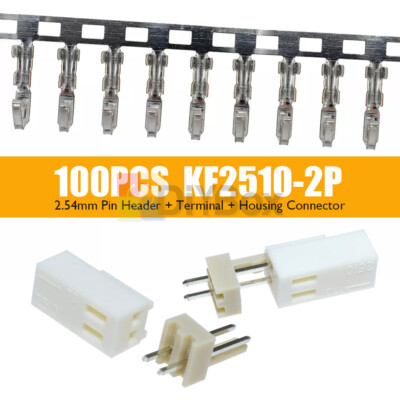100Pcs KF2510-2P 2.54mm Pin Header + Terminal + Housing Connector Kits KF2510 2P