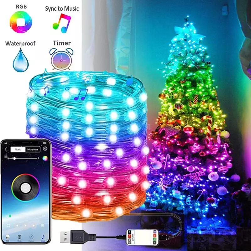 LED String Light Christmas Tree Lights Bluetooth Smart Remote