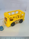 Vintage Fisher Price Yellow Mini Bus Pull Toy