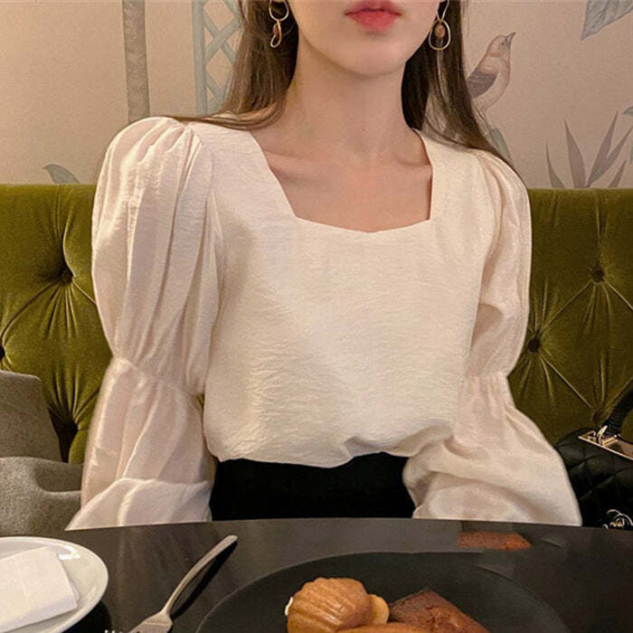 Ladies Puff Sleeve Blouse Age-reducing Shirt Women casual top