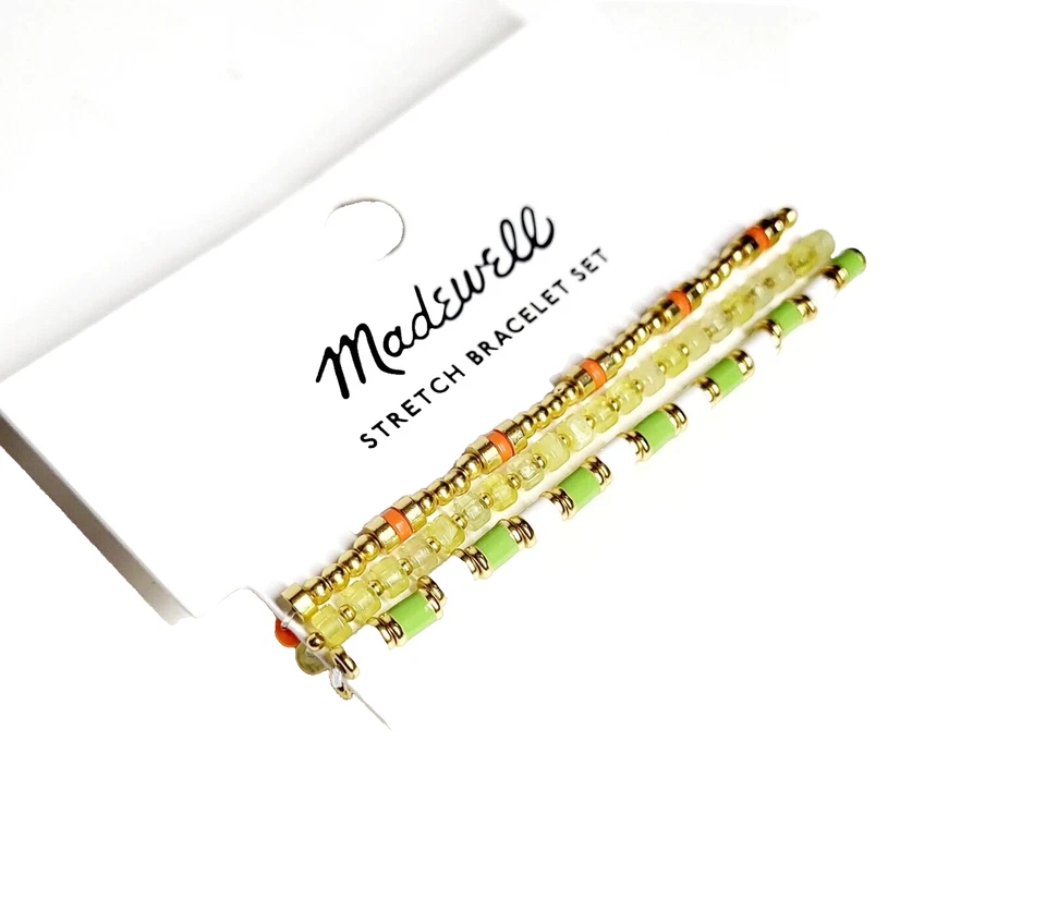 Paquete de tres brazaletes Madewell naranja con cuentas Sweet Honeydew níquel seguro nuevo con etiquetas Foto 4 de 4