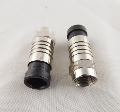 10pcs F-Type Compression RG6 Dual Shield Coax Cable Connector Fitting Male Plug - Picture 2 of 4