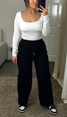 Women Wide Leg Cargo Trousers Ladies Combat Utility Palazzo Bottoms Pant Joggers