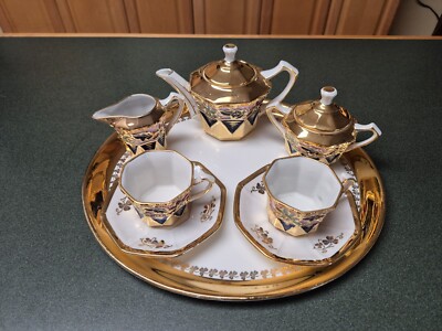 RARE Antique Jena Bareuther & Co. Waldsassen Bavaria Germany Demi Tea Set LOOK