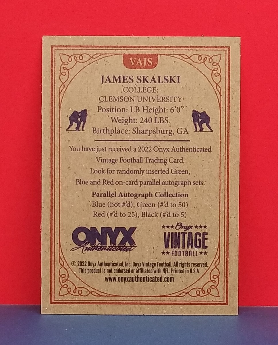 James Skalski 2022 Onyx Vintage Blue Ink Auto RC Football #VAJS