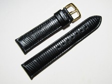 Hadley Roma MS716 18mm Black Calfskin Lizard Grain Men's Watch Strap