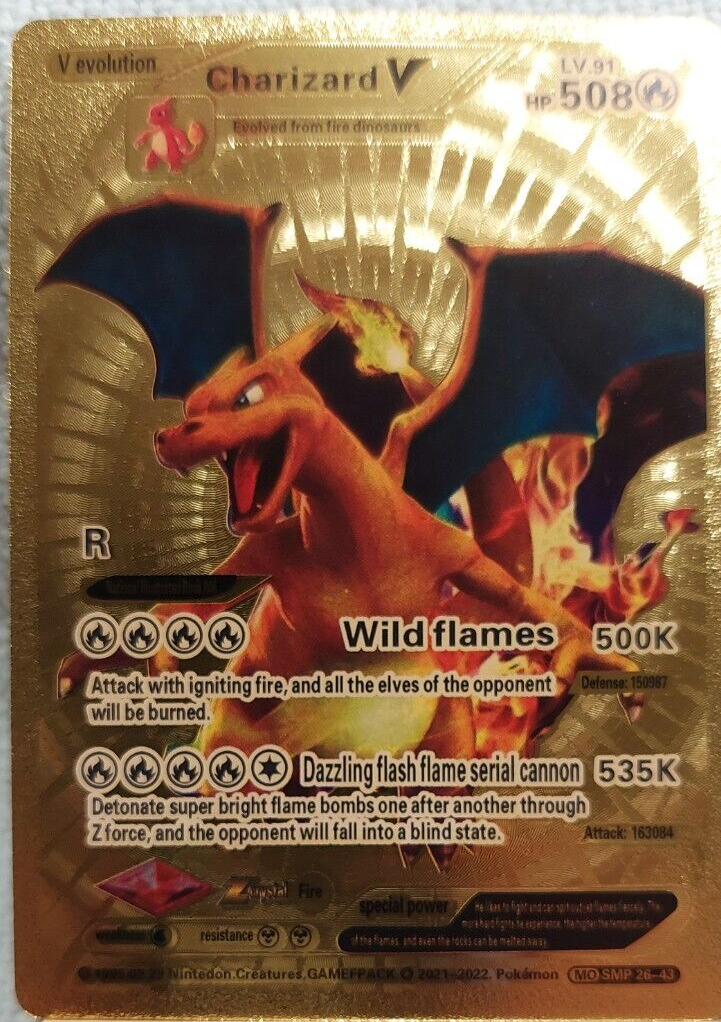 CHARIZARD V SMP26-43 GOLD/ BLACK/ SILVER FOIL fanart CARDS | eBay