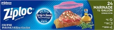Ziploc Half Gallon Marinade Food Storage Bags for Meal Prep Grip 24 Count