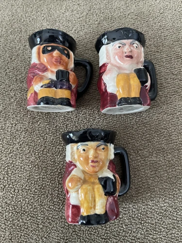 Vintage Rare Mini Genuine Staffordshire Toby Mugs Shorter & Son 2” (SP)