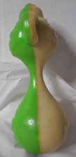 Celluloid Monkey Baby Hand Rattle Hard Plastic Two-Color Green Cream Rolly Polly
