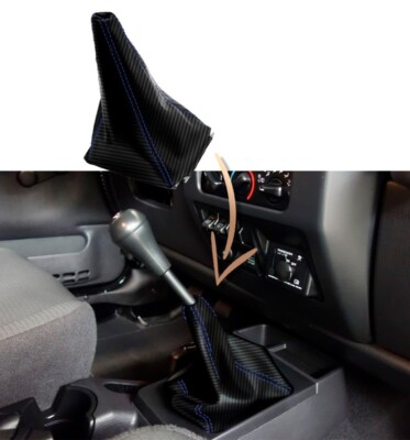 Manual Shift Boot PVC Carbon Fiber for Jeep Wrangler 03-06 Blue Stitch