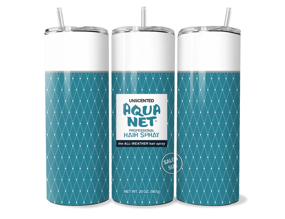 Tumbler Aqua Net Professional Hair Spray with Straw 20oz for Hot and Cold Drink