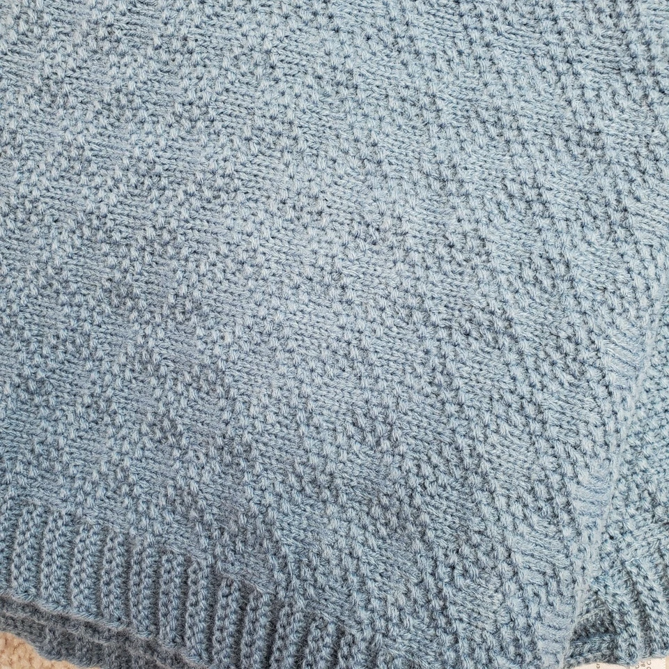 Carter's Baby одеяло синий один размер мальчиков вязаный ребристая текстура 40 «x 30» мягкий уютный - Изображение 3 из 4