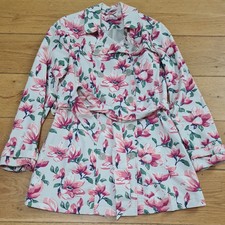 Cath Kidston Jacket Cream Floral Mid Length Double Breasted Size 8