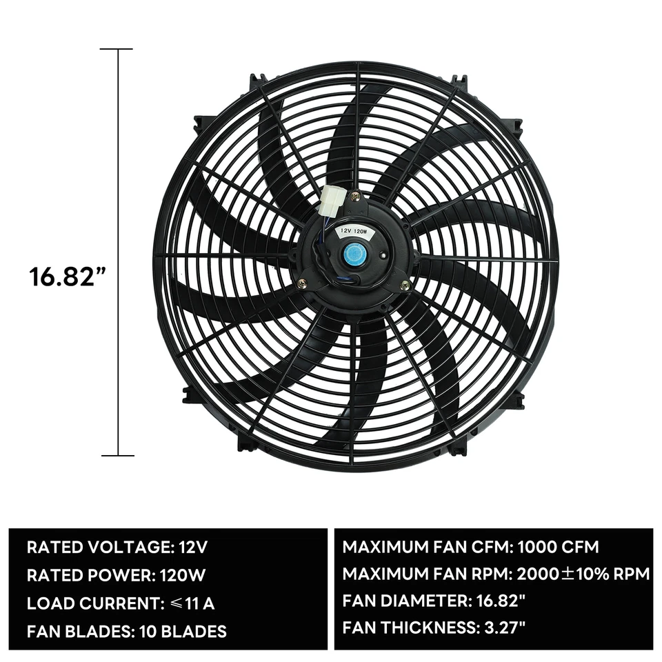 2PCS 16" INCH ELECTRIC RADIATOR SLIM FAN WITH THERMOSTAT WIRING SWITCH RELAY KIT Foto 2 de 4