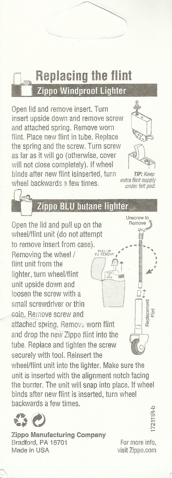 6 FLINTS genuine Zippo brand 1 PACK oem for zippo pocket Lighters Lighter 1FLT