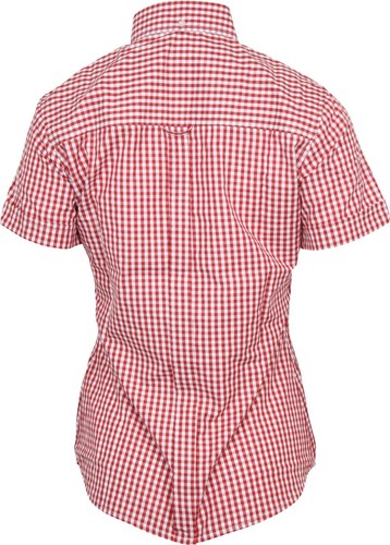 Relco Damen Rot Gingham Kurzärmelig Geknöpfter Kragen Hemd - Picture 2 of 3