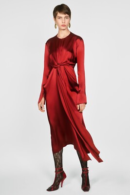 50th Anniversary Midi Dress Zara Robe Satin NEW $169 Zara S