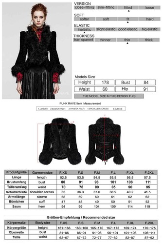 PUNK RAVE Furry Gothic Jacket Flauschiger Kunstpelz Samt Schwarz Viktorianisch - Picture 2 of 10