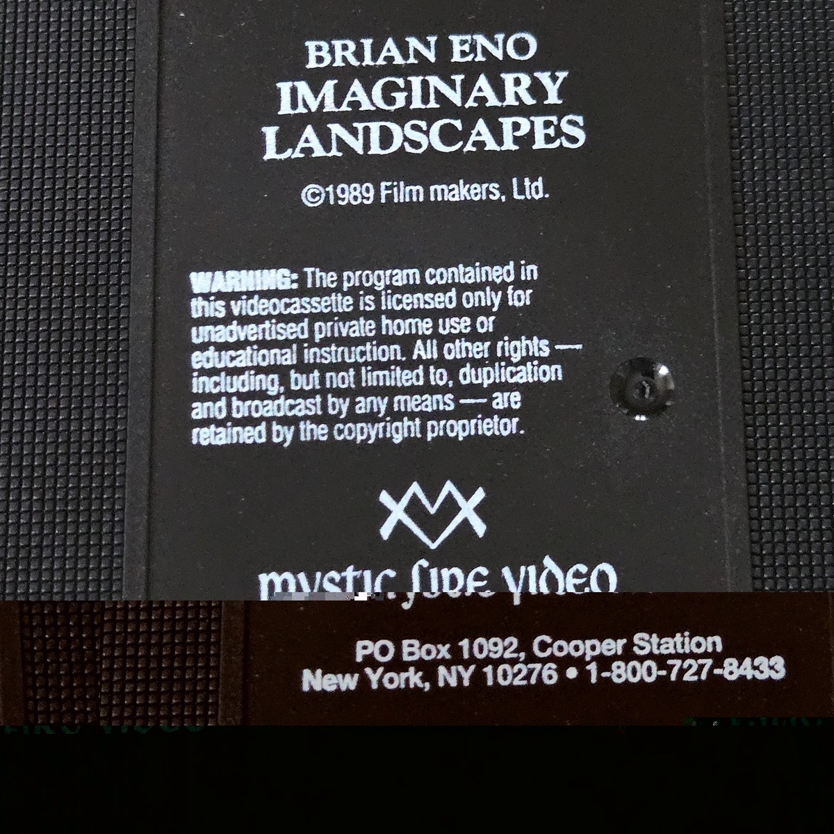 Tested BRIAN ENO Imaginary Landscapes 1989 oop rare video art VHS