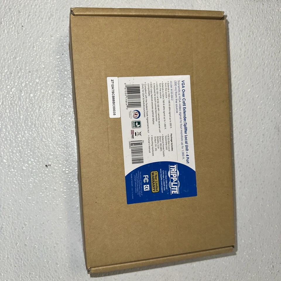 Tripp Lite B132-004-2 4-Port VGA over CAT5/CAT6 Extender Splitter new - Image 4 of 4