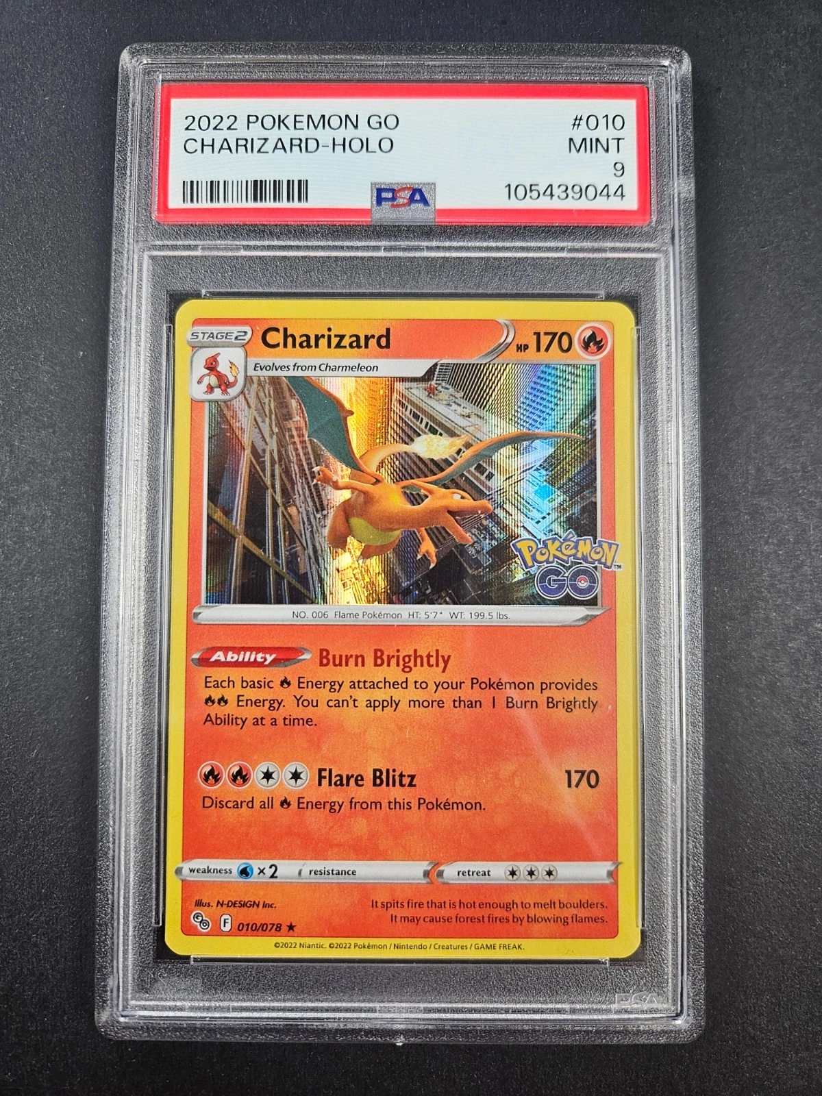 Pokémon 2022 Charizard 010/078 Pokémon GO Holo MINT PSA 9