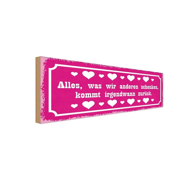 Holzschild 10X27 Cm Alles Kommt Irgendwann ZurüCk Dekoration Deko Geschenk Holz-image
