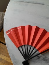 Vintage Japan Air Lines Folding Hand Fan Advertising Flight Airline Souvenir