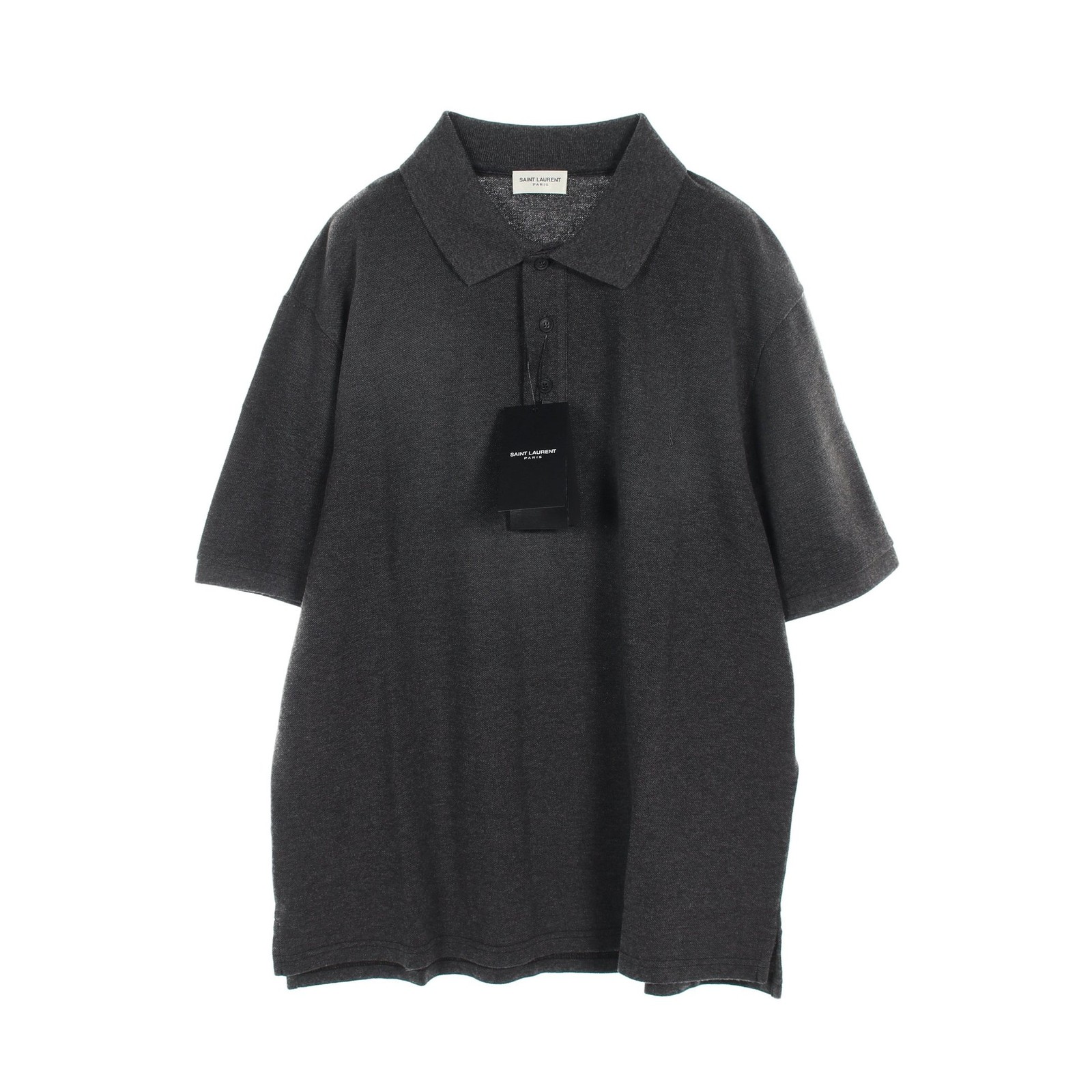 【Top】SAINT LAURENT PARIS Polo cotone grigio scuro Saint Laurent Paris