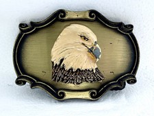 Vintage 1980 Raintree Belt Buckle American Bald Eagle Gold Color