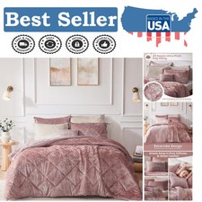 Elegant Felicia All Season Velvet Comforter Set - Modern Diamond Quilting, Blush