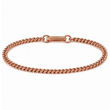 Pure Solid Copper Cuban Link Bracelet 8 Inch 3mm Curb Chain Unisex Bar Clasp NEW