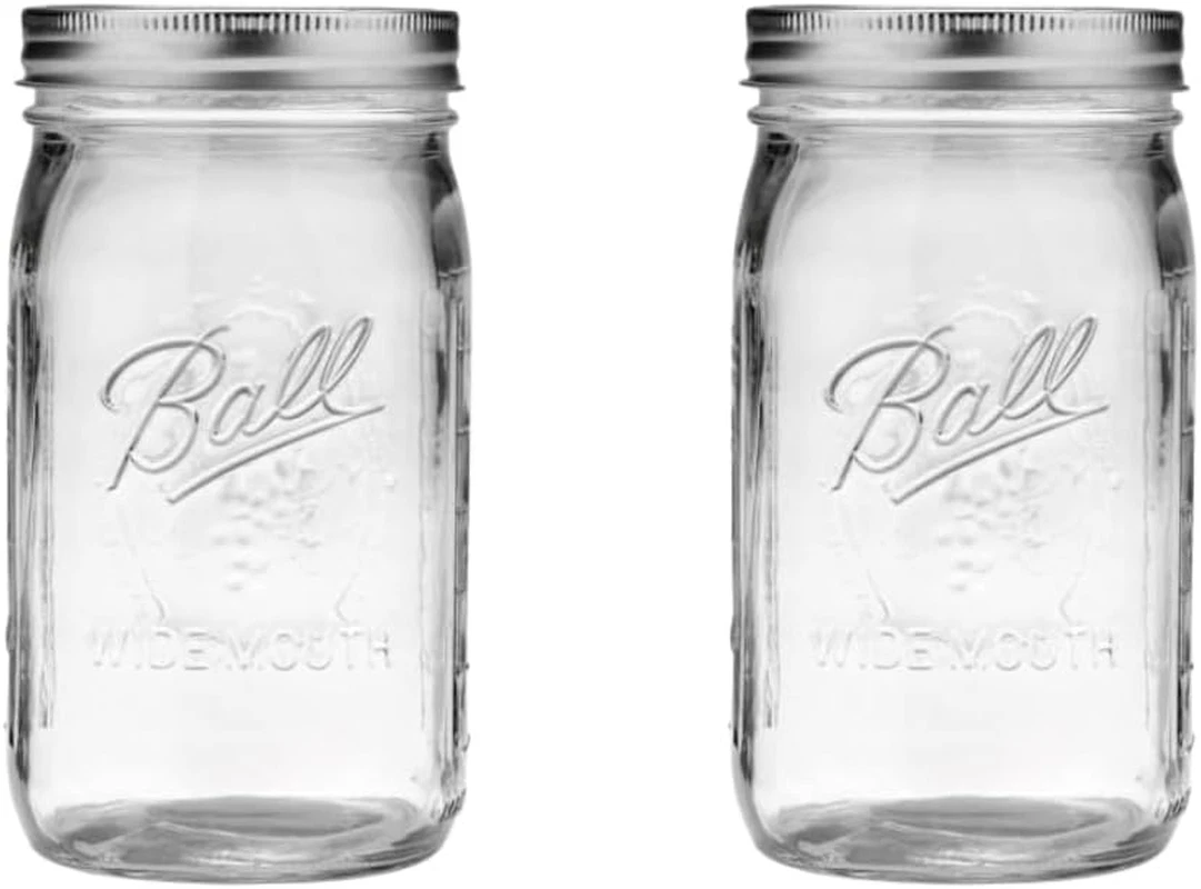 Wide Mouth Glass Mason Jars with Lids and Bands, for Canning, Pickling, Juice,