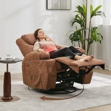 Recliner Chair, 360 Swivel Rocker Recliner Chair with Massage and Heat