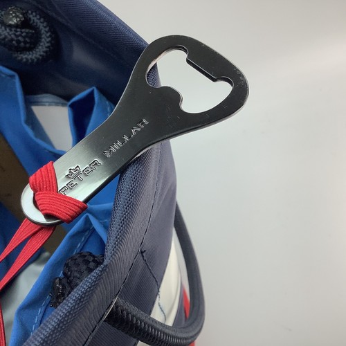 Peter Millar Crown Beverage Tote Cooler Drain Hole Holds 12 Cans Sport Navy Red - Picture 14 of 21