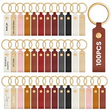 100 Pcs PU Leather Keychain Blanks Bulk Laser Engraving Blanks Keychain Kit w...