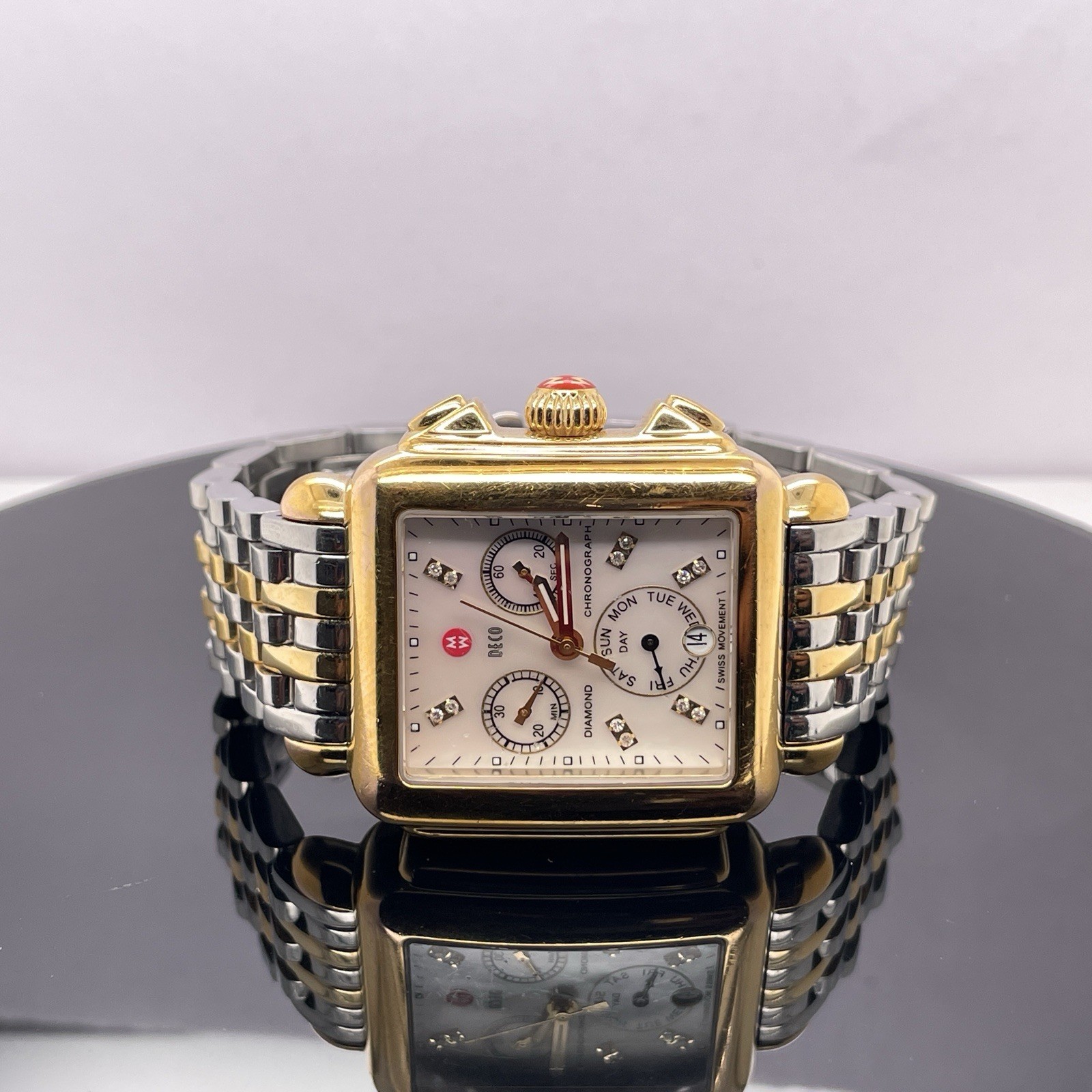 Michele Deco 36mm Rectangular Chronograph Quartz … - image 2