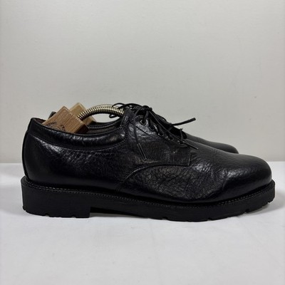 H.S. TRASK Mens 12W Black Authentic Bison Leather Oxford Derby Shoes 1151 USA