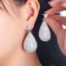 Wedding Party Drop Dangle Earrings For Women's Simulated Diamond 925 Silver