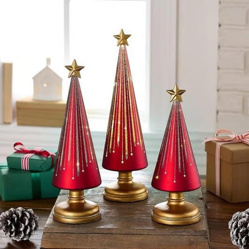 Festive Gingerbread Theme Decor, Gradient Glass Christmas Tree with Led Lights - Picture 5 of 38