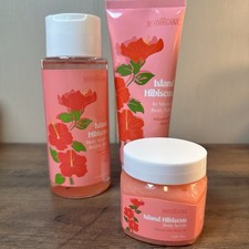 Spathecary Island Hibiscus Bath Set 3 Pc Body Wash Scrub Balm Shea Oil NEW