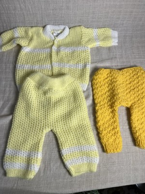 Bebe Mart Crocheted set sweater and pants 0 to 3 months with handmade pants