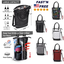 Wine Carrier Tote Bag Insulated 2 Bottle Cooler Carrying Case for Travel Picnic