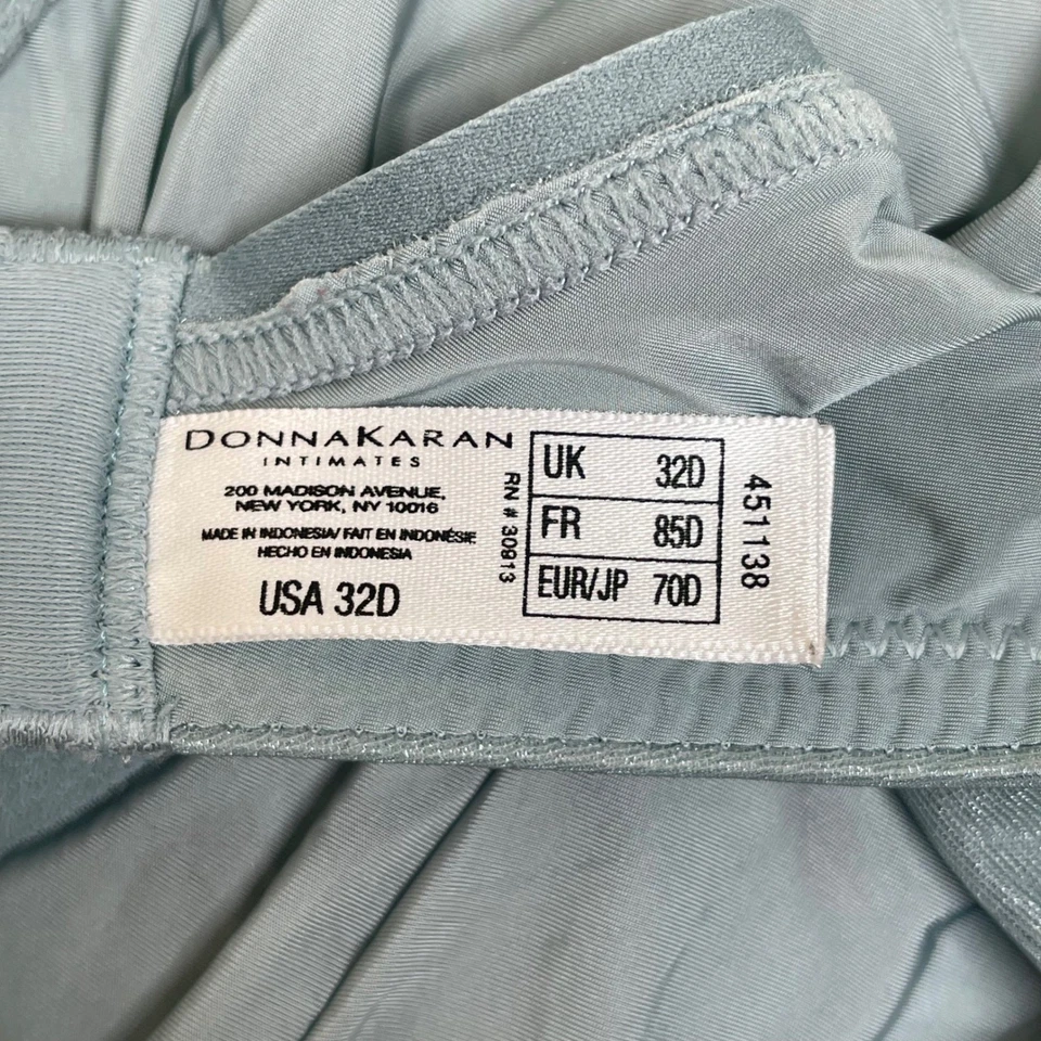 Donna Karan Intimates Shimmer Chiffon Grey Blue Full Coverage Bra 32D Semi Sheer - Image 4 of 4