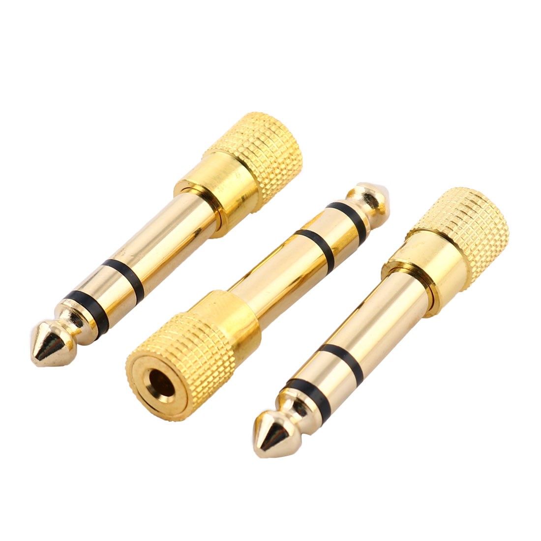 メ1306  大皿 裏側に飾り穴が3つ付き Metal 6.25mm Male to 3.5mm Female Jack Stereo Adapter Gold