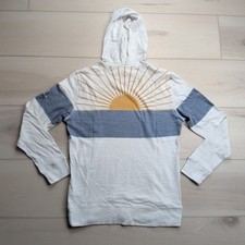 Faherty Sunwashed Sunray Hoodie Ocean Sunrise Mens M Slub Graphic Boho Beach